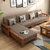 进畅家具 沙发 客厅实木沙发组合 现代简约中式家具小户型转角三人位布艺沙发(胡桃色 四人位+贵妃+拉床)