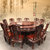 红木家具2米红木大圆桌实木饭桌圆形餐桌带12椅组合集一美家具南美酸枝木(其他 2米+12椅)