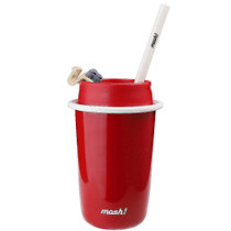 mosh吸管款保冷保温杯DMLS350红 带盖户外便携