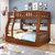 木巴家具 全实木儿童床上下铺木床双层床两层高低床子母床多功能组合带衣柜(1.6米直梯款C563)