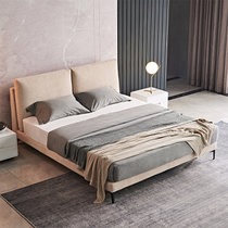 A家 现代软体布艺床现代简约软靠床主卧双人床1.5米1.8米架子床可拆洗卧室软包床(1.5米 床+床垫)