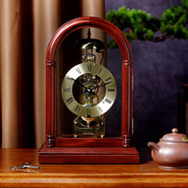 汉时欧式轻奢装饰座钟机械实木客厅复古时钟新中式古董钟表HD13(椴木棕色国产14天机芯)