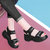 新款女士厚底运动凉鞋女夏季休闲沙滩露趾高跟时尚魔术贴女鞋2203(黑色 35)