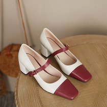 CaldiceKris（中国CK）粗跟方头法式玛丽珍鞋CK-X903(37 红色)