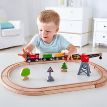 Hape儿童积木益智玩具火车轨道电动货运套装 3岁+E3731 国美超市甄选
