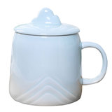 承文閣  陶瓷杯C-B007青瓷浮雕山水盖杯牛奶杯咖啡杯办公室创意马克杯情侣杯子