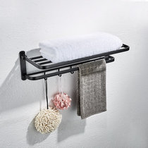 九牧(JOMOO)卫浴置物架套装太空铝毛巾架折叠架厕刷架挂件939415(4)