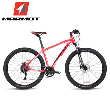MARMOT土拨鼠变速自行车山地车男女式单车铝合金山地自行车27速(红白黑 标准版)