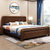 吉木多 橡胶木新中式实木床1.8米双人床1.5主卧室雕花现代中式家具(1.5*2米胡桃色 床+床垫+床头柜*1)
