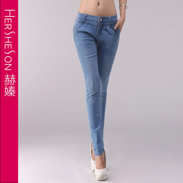 Hersheson赫嫀 双裤腰女式牛仔裤H1051Y(浅蓝色 30码)