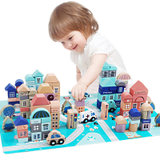 巧之木城市建筑积木婴幼儿童玩具塑料QZM-0895 133粒积木+48片拼图