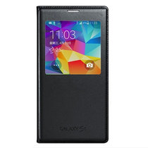 木木（MUNU）三星 S5 G9006V G9008V G9009D G900 手机壳 手机套 保护套 智能开窗皮套(黑色)