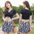 分体泳衣少女韩版泳装新款两件套小清新裙式保守学生温泉泳衣(黑色038830 XL（105-120斤）)