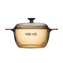 美国康宁VISIONS双耳汤锅精彩透明玻璃锅耐高温琥珀色汤锅0.8L-5L(琥珀色 2.5L)