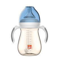 好孩子PPSU奶瓶小饿魔系列蓝色300ml 宽口径奶带手柄吸管母乳质感