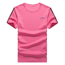 夏季男士短袖T恤圆领纯色体恤运动衣韩版半袖上衣大码男装 888(粉色 4XL)