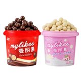 麦丽素大桶520g装白桃夹心巧克力豆糖果网红怀旧零食批发麦丽素巧克力