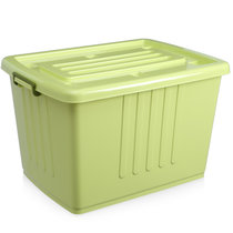 【两件9折】收纳箱 大号加厚塑料被子衣服储物箱 玩具收纳盒大码整理箱(绿色)(130L约 64*46*39cm)