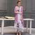 邑概念 夏季新款棉麻连衣裙女文艺范休闲两件套中长款亚麻套装裙1602(紫粉色 L)