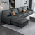 新飓简约现代小户型布艺沙发公寓客厅科技布沙发时尚L型转角黑色极简sofa家用软沙发组合(三人位 海绵版)