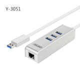 优越者Y-3059 usb3.0千兆网卡hub 集线器 USB3.0外置有线网卡 mac(白色 Y-3051)