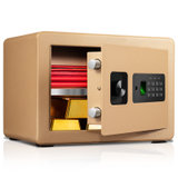 得力（deli）33559保管箱 小型智能可入墙家用防盗指纹密码保管箱H25cm 金色(金 版本一)