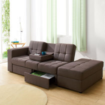 奥古拉 布艺沙发 多功能折叠沙发床 双人带收纳组合 日式简约小户型(布艺-咖啡色 可拆洗版)