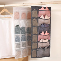 衣柜内衣袜子收纳挂袋双面水洗布艺储物袋壁挂布袋文胸收纳袋DS805(普通款米色 1只装)
