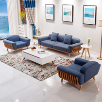 香河家具沙发 布艺沙发 实木沙发北欧简约小户型沙发(蓝色 三人位+单人位*2)