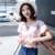 莉菲姿 2017韩版女装夏装新款宽松印花圆领短袖T恤(粉红色 XXL)