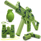 儿童玩具闪光枪 动感冲锋枪 战斗声效 伸缩震动 赠望远镜和手雷