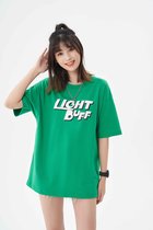Light.buff女装短袖韩版宽松时尚经典字母百搭圆领套头印花字母学生女装短袖T恤(绿色 均码)