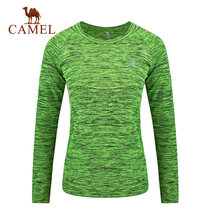 CAMEL骆驼户外运动T恤 女款健身瑜伽圆领长袖休闲T恤 A7W1T6104(牛油果绿 XL)