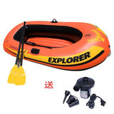 INTEX二人皮划艇充气船钓鱼船冲锋舟双人探险者橡皮船加厚气垫(标配+电泵)