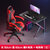 电竞桌电脑桌台式家用简易书桌办公桌双人游戏桌椅组合套装桌子(80-60CM黑K型桌+红色电竞椅)