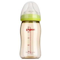 贝亲(Pigeon)宽口径PPSU奶瓶自然实感防胀气240ml配L奶嘴（绿色盖帽）AA93(AA93ppsu绿L奶嘴240ML)