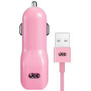 jce C53U系列高效安全双USB车载充电器 配锌合金充电数据线 适用三星，小米等 香颂粉