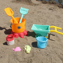 乐佳凡夏天儿童沙滩戏水玩具早教工具挖沙漏铲子玩沙土玩雪亲子互动套装礼物 推车章鱼套桶8件套（货号：2002-5）(混色 版本)