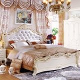 欧式床 双人床 皮床 公主床 实木床 法式床 1.8米床 大床(1.8欧式床+1个床头柜)