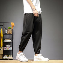POSIRTHE 男士潮宽松大码跑步健身篮球裤运动裤男长裤针织新款(MF-6501黑色 3XL适合155-185斤)
