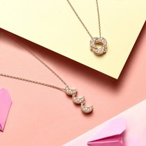 谢瑞麟 18K金钻石项链女气质简约一款多戴三弯月项链 套链商场同款