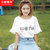 刺绣2018夏季新款韩版女装喇叭袖短袖T恤女士学生上衣潮(白色 L)