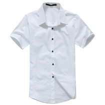 bebeeru男装新款夏装短袖衬衣时尚休闲衬衫男士韩版加大码 F03(F03白色 XL)