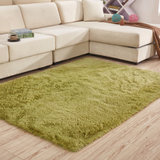 现代简约丝毛加厚地毯卧室客厅茶几床边毯（50cmx1.6米）(丝毛草绿色 50cmx160cm)