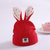 儿童帽子秋冬季韩版保暖毛线套头帽长耳朵帽子男孩女孩(1-5岁(帽围40-50cm) 红色)