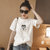Mistletoe夏季新款圆领短袖T恤韩版刺绣卡通打底衫女装(白色 XXL)