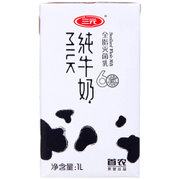 【真快乐自营】三元全脂灭菌乳纯牛奶1L
