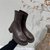 SUNTEK韩版棕色V口显瘦高筒靴女鞋2021年冬季新款圆头长筒靴不过膝长靴(38 棕色短筒单里361-1)