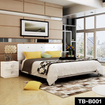 双虎家私简约现代板式双人床1.5米1.8米大床婚床卧室家具套装b1(床+床头柜2个 1800mm*2000mm)