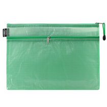 天色A4防水网纹学生拉链袋 透明多层办公资料袋 十个装(绿色)